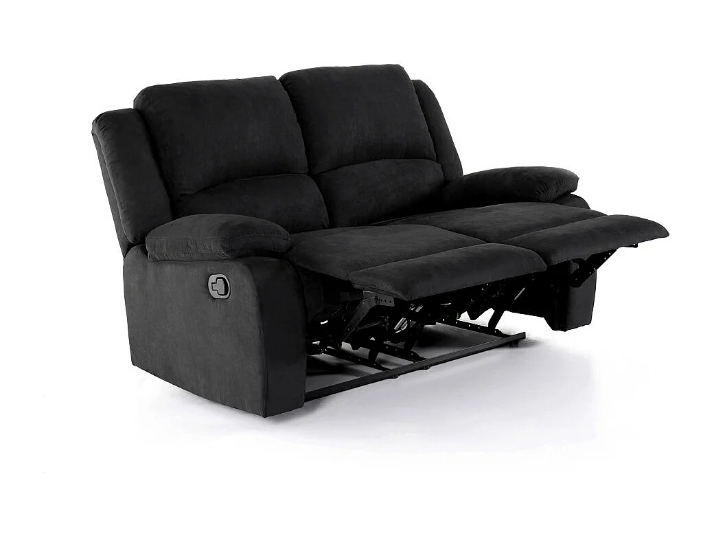 Canapé Relaxation 2 places en microfibre Léo - Noir - L143 x 93 x 96cm - Loungitude