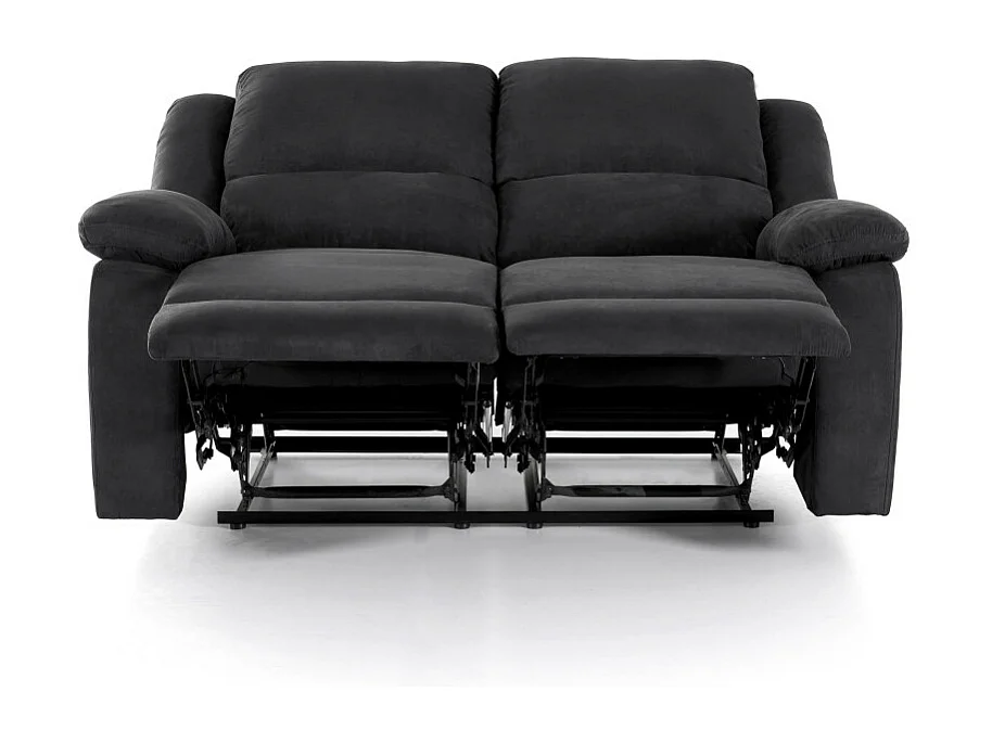 Canapé Relaxation 2 places en microfibre Léo - Noir - L143 x 93 x 96cm - Loungitude
