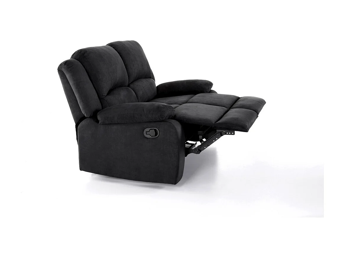 Canapé Relaxation 2 places en microfibre Léo - Noir - L143 x 93 x 96cm - Loungitude