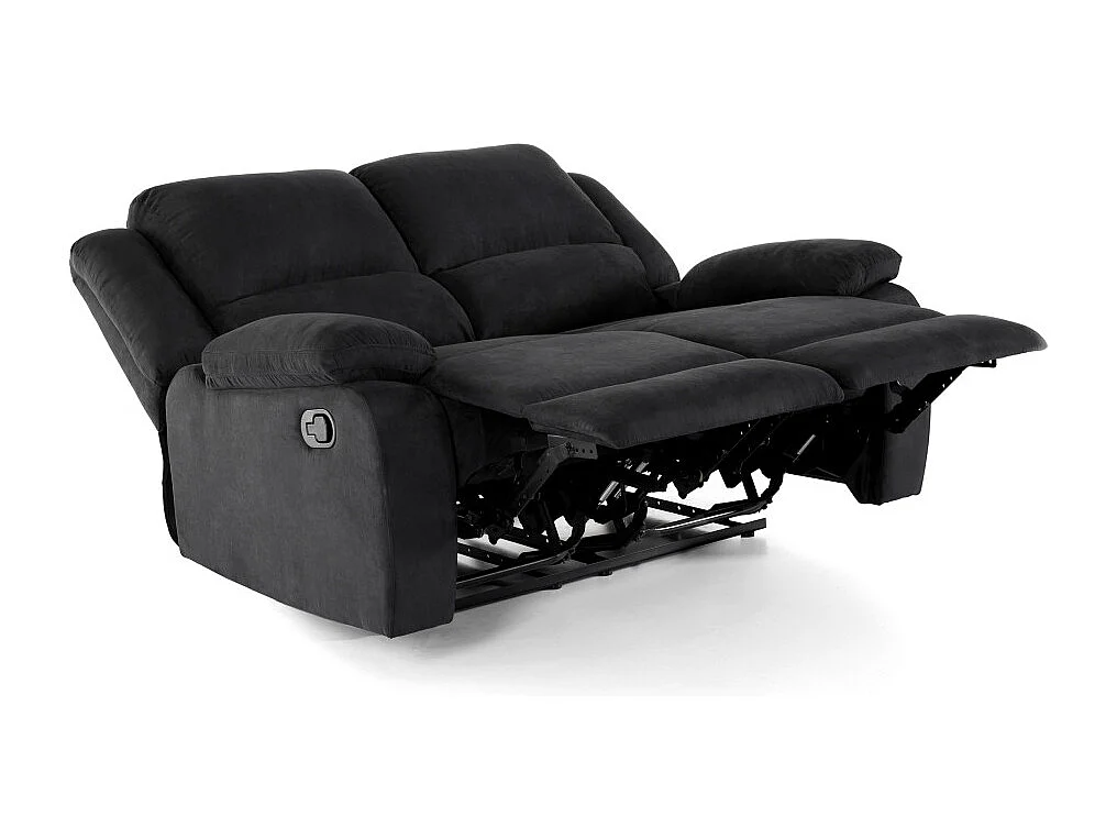 Canapé Relaxation 2 places en microfibre Léo - Noir - L143 x 93 x 96cm - Loungitude