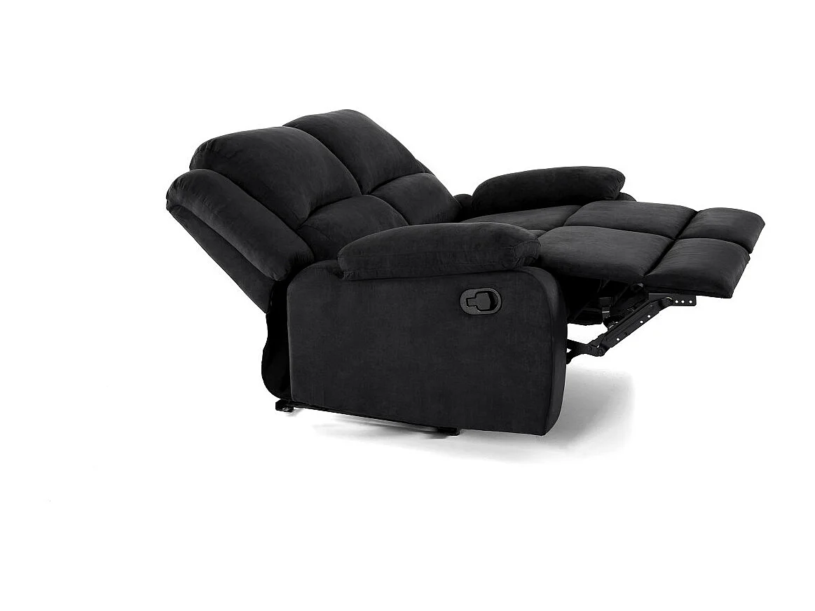 Canapé Relaxation 2 places en microfibre Léo - Noir - L143 x 93 x 96cm - Loungitude