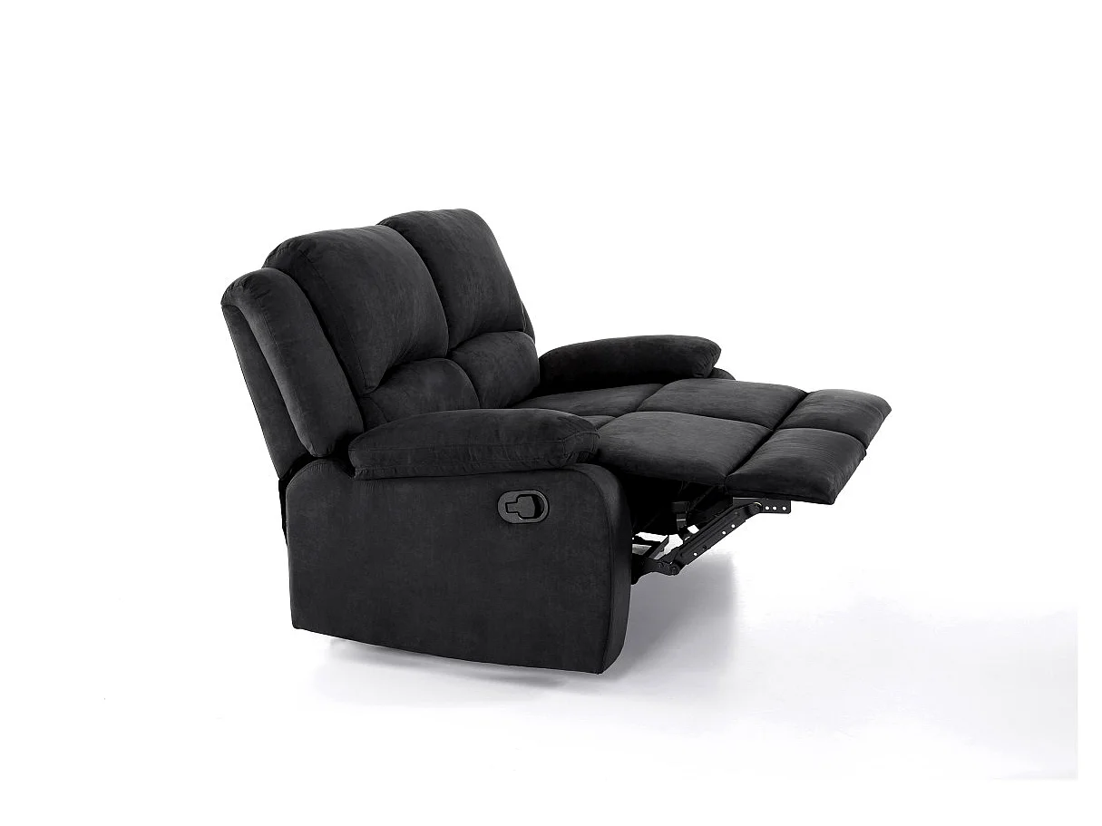 Canapé Relaxation 2 places en microfibre Léo - Noir - L143 x 93 x 96cm - Loungitude