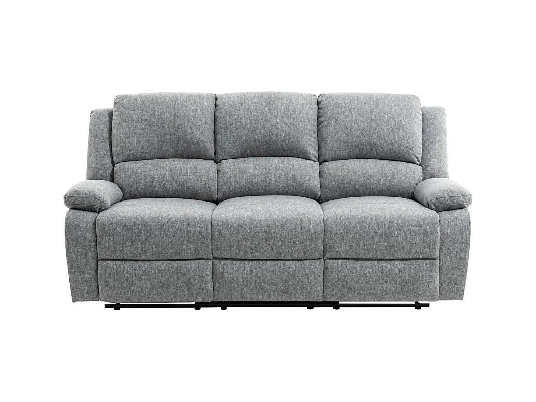 Canapé Relaxation 3 places Léo en Tissu - Gris clair - L193 x 93 x 96cm - Loungitude