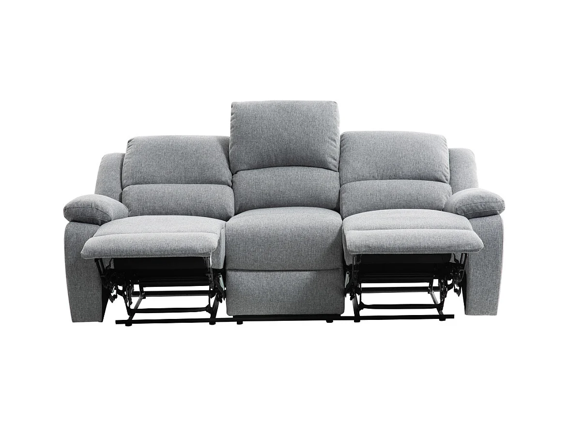 Canapé Relaxation 3 places Léo en Tissu - Gris clair - L193 x 93 x 96cm - Loungitude