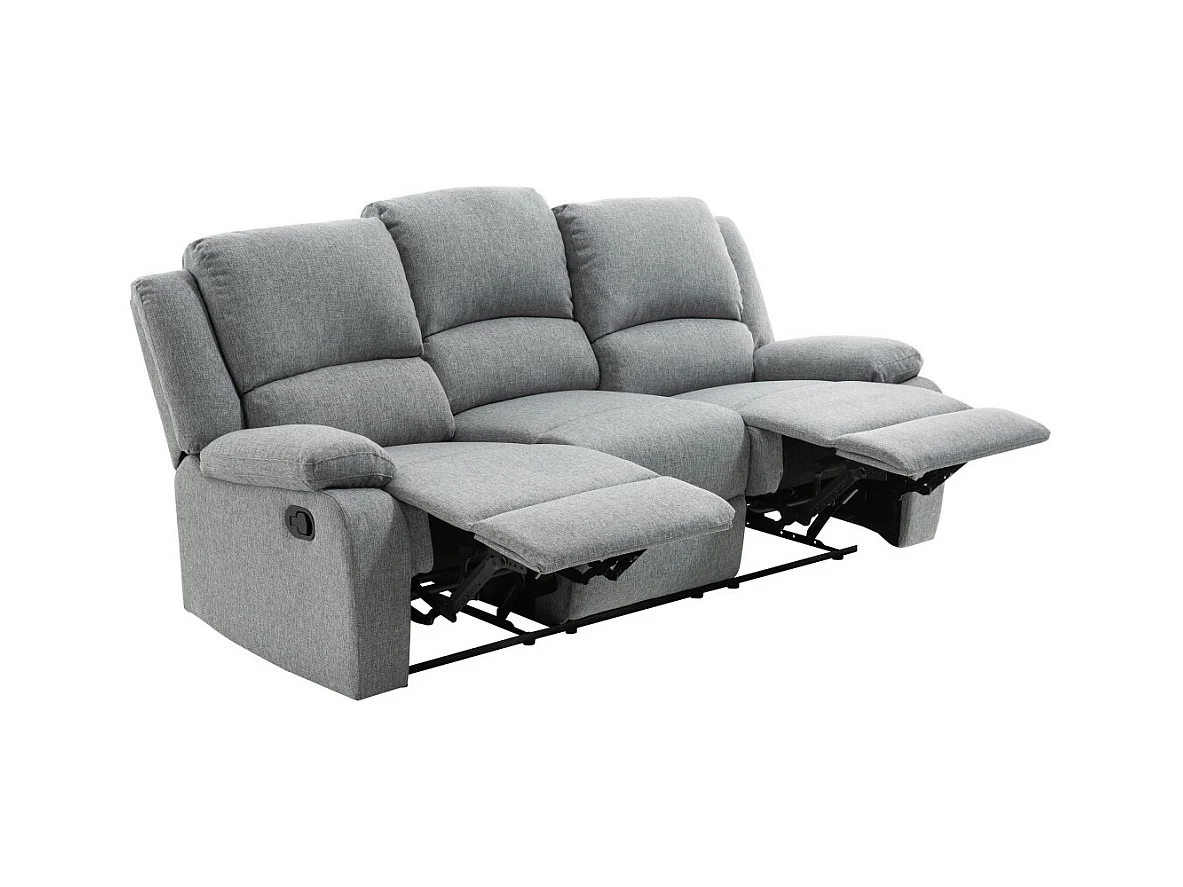 Canapé Relaxation 3 places Léo en Tissu - Gris clair - L193 x 93 x 96cm - Loungitude