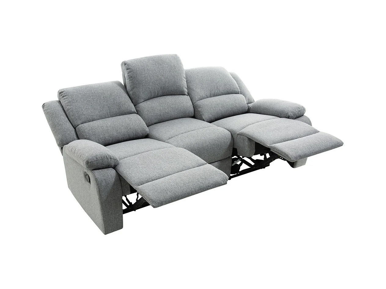 Canapé Relaxation 3 places Léo en Tissu - Gris clair - L193 x 93 x 96cm - Loungitude