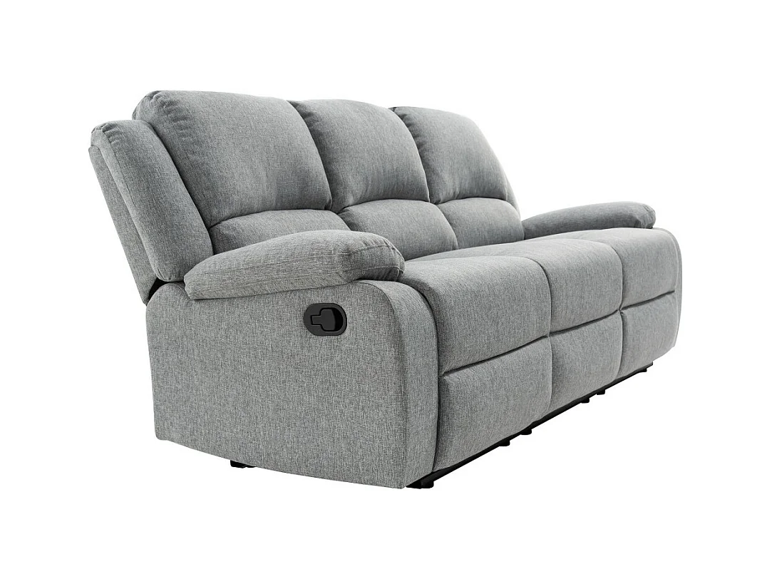 Canapé Relaxation 3 places Léo en Tissu - Gris clair - L193 x 93 x 96cm - Loungitude