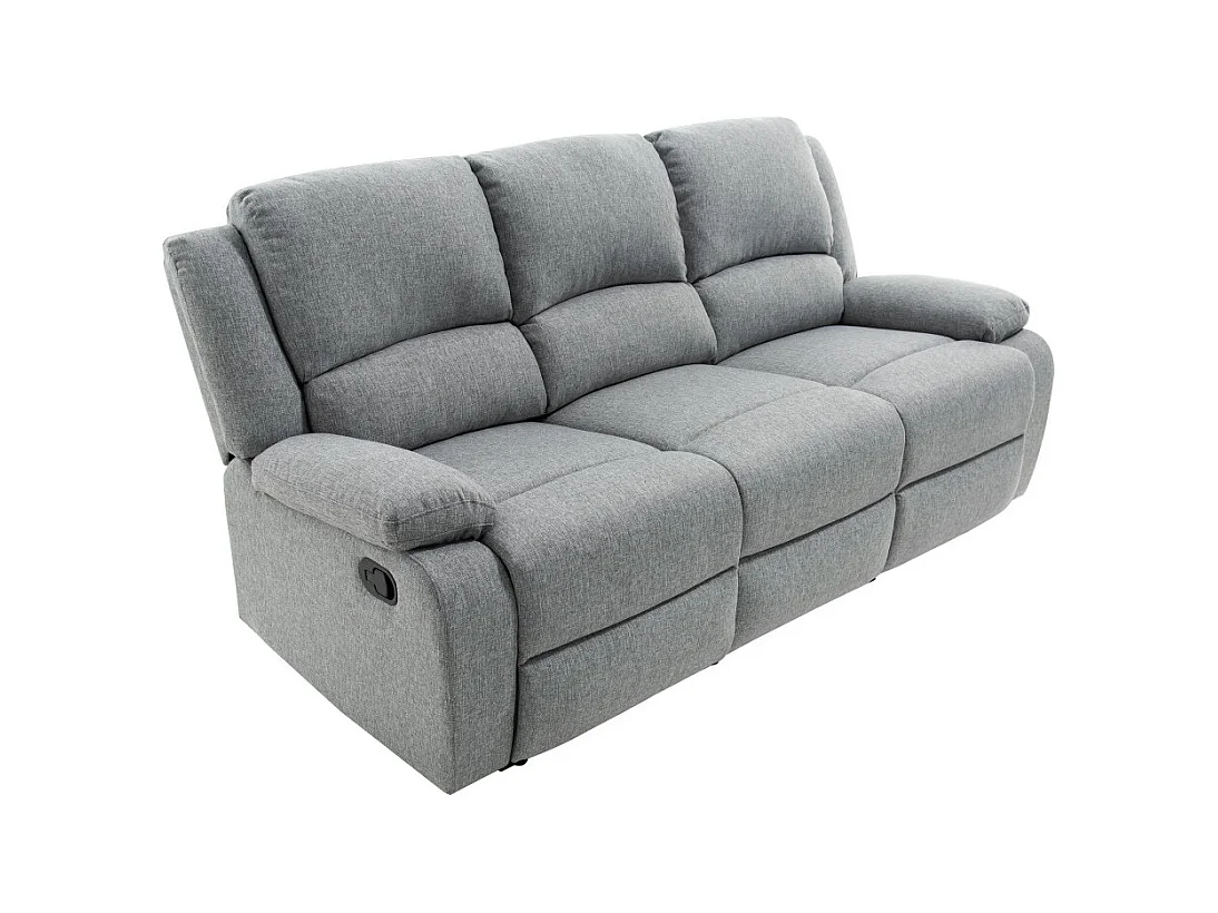 Canapé Relaxation 3 places Léo en Tissu - Gris clair - L193 x 93 x 96cm - Loungitude