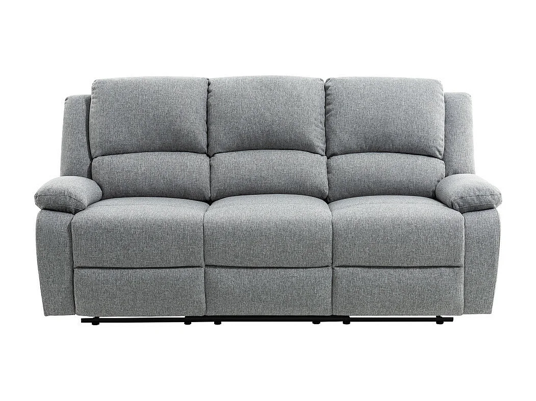 Canapé Relaxation 3 places Léo en Tissu - Gris clair - L193 x 93 x 96cm - Loungitude