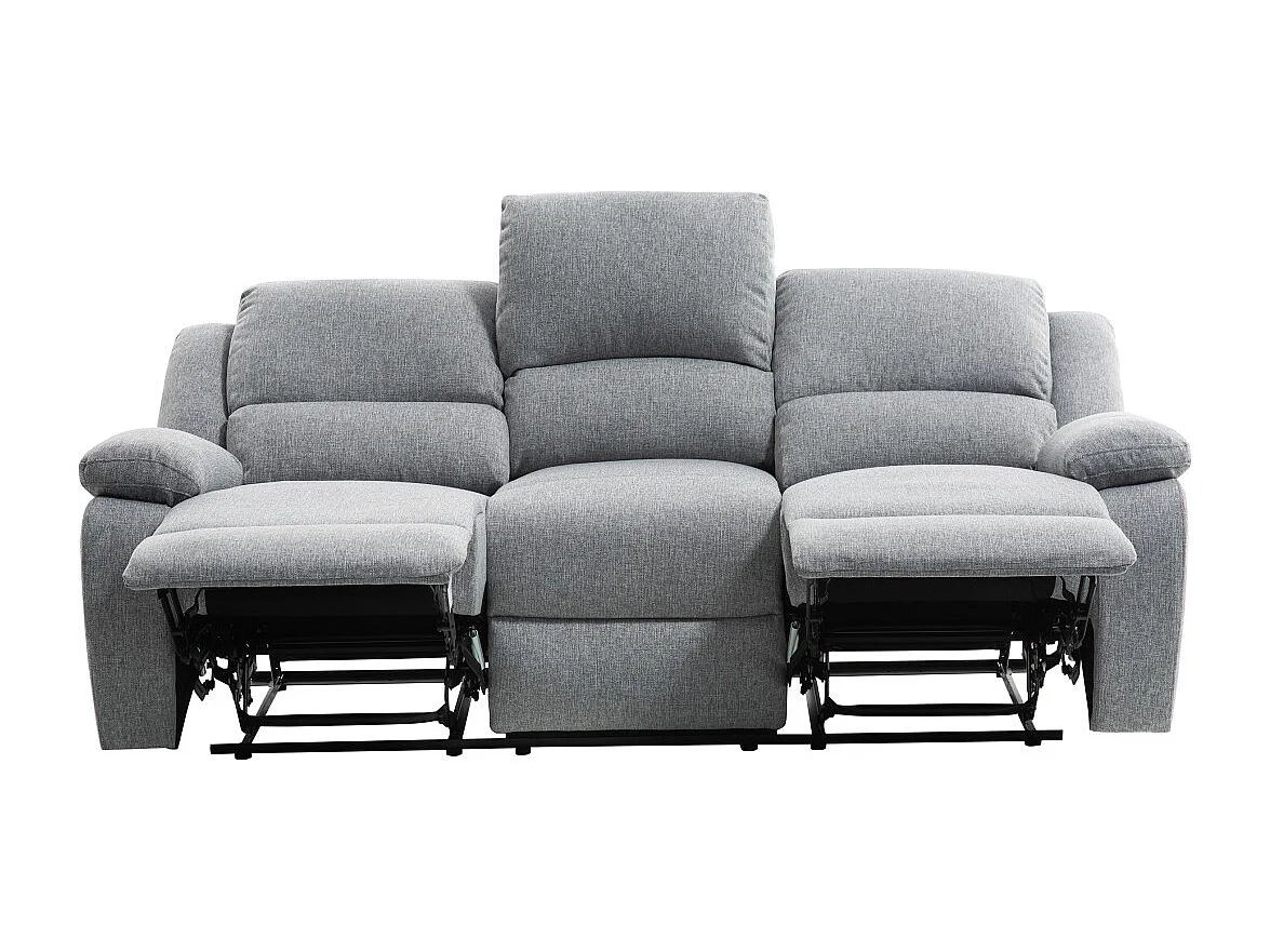 Canapé Relaxation 3 places Léo en Tissu - Gris clair - L193 x 93 x 96cm - Loungitude