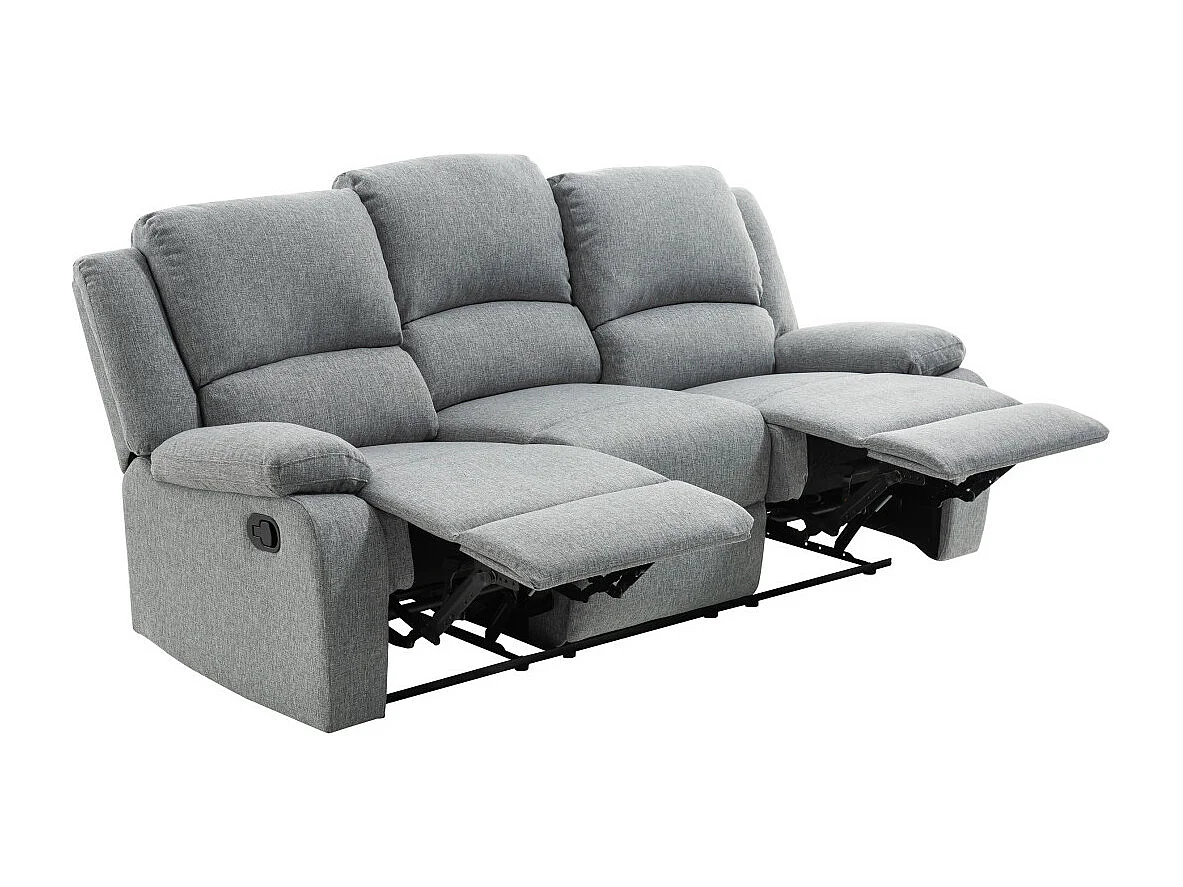 Canapé Relaxation 3 places Léo en Tissu - Gris clair - L193 x 93 x 96cm - Loungitude