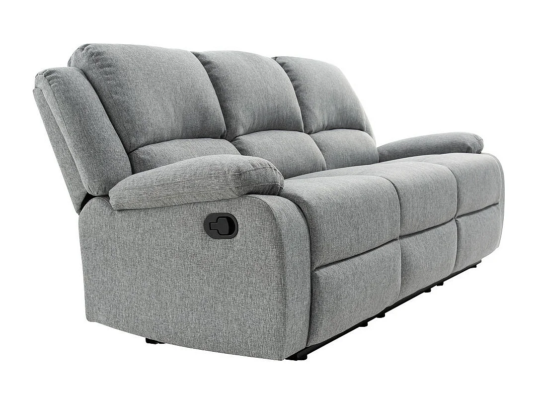 Canapé Relaxation 3 places Léo en Tissu - Gris clair - L193 x 93 x 96cm - Loungitude