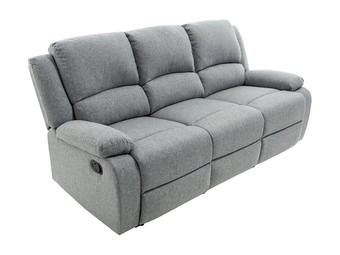 Canapé Relaxation 3 places Léo en Tissu - Gris clair - L193 x 93 x 96cm - Loungitude