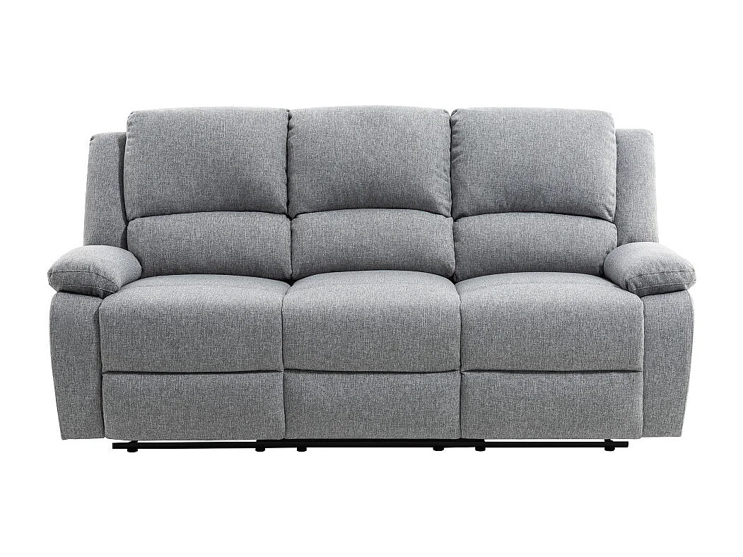 Canapé Relaxation 3 places Léo en Tissu - Gris clair - L193 x 93 x 96cm - Loungitude