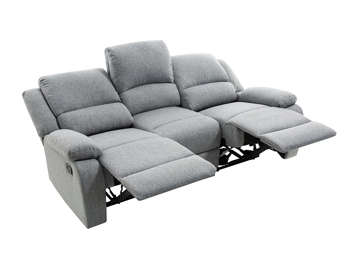 Canapé Relaxation 3 places Léo en Tissu - Gris clair - L193 x 93 x 96cm - Loungitude