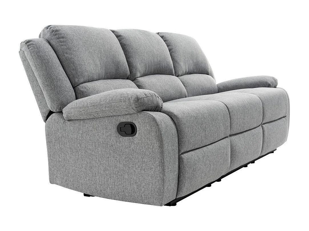 Canapé Relaxation 3 places Léo en Tissu - Gris clair - L193 x 93 x 96cm - Loungitude
