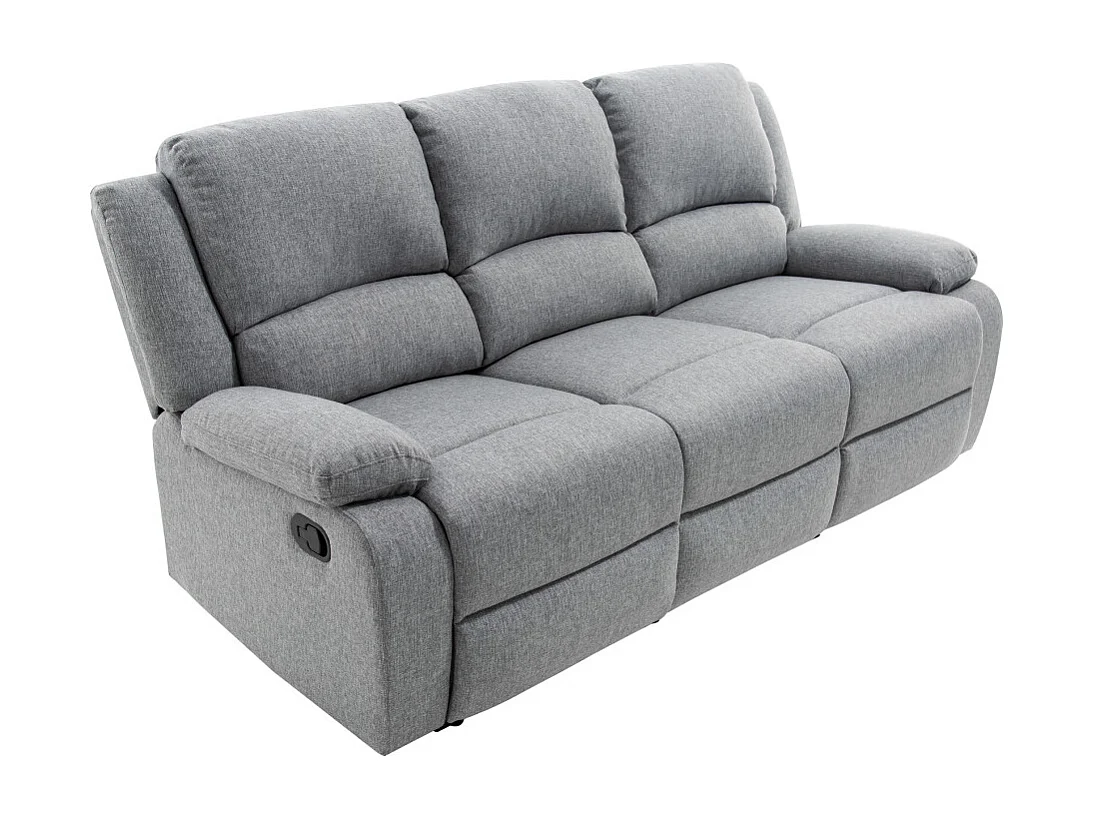 Canapé Relaxation 3 places Léo en Tissu - Gris clair - L193 x 93 x 96cm - Loungitude
