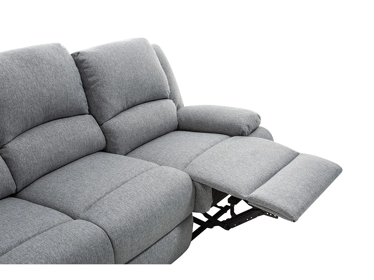 Canapé Relaxation 3 places Léo en Tissu - Gris clair - L193 x 93 x 96cm - Loungitude