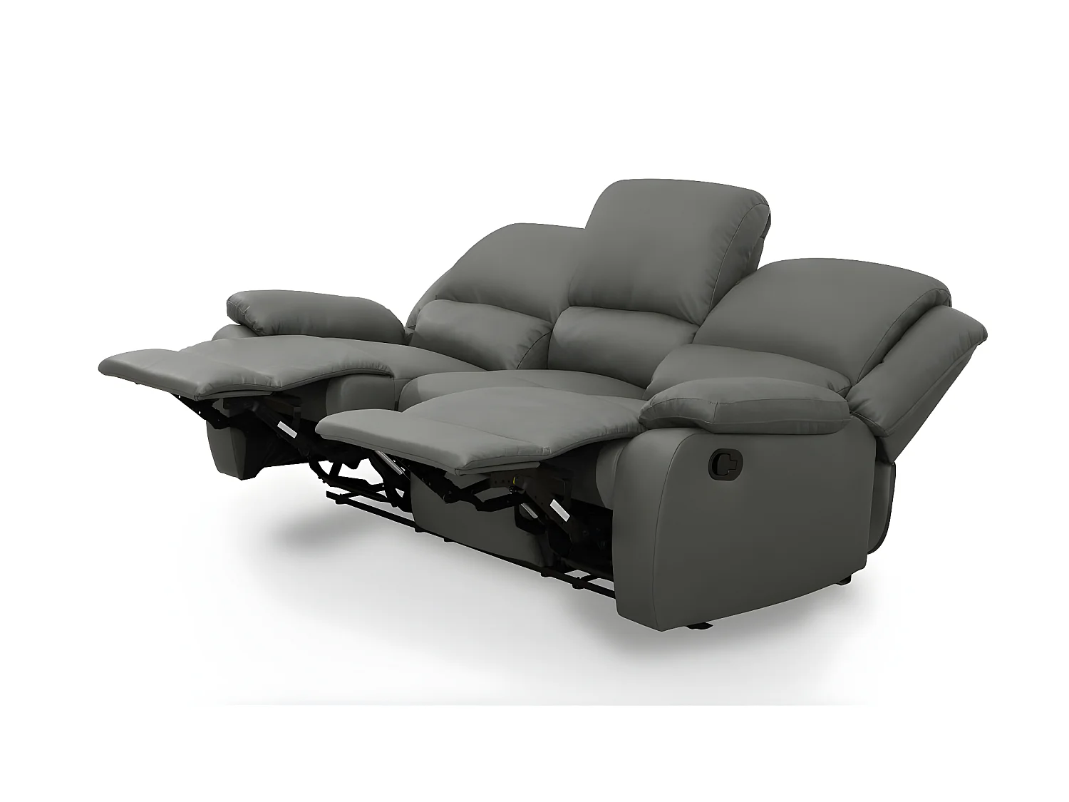 Canapé Relaxation 3 places Simili cuir Léo - Gris - L193 x 93 x 96cm - Loungitude