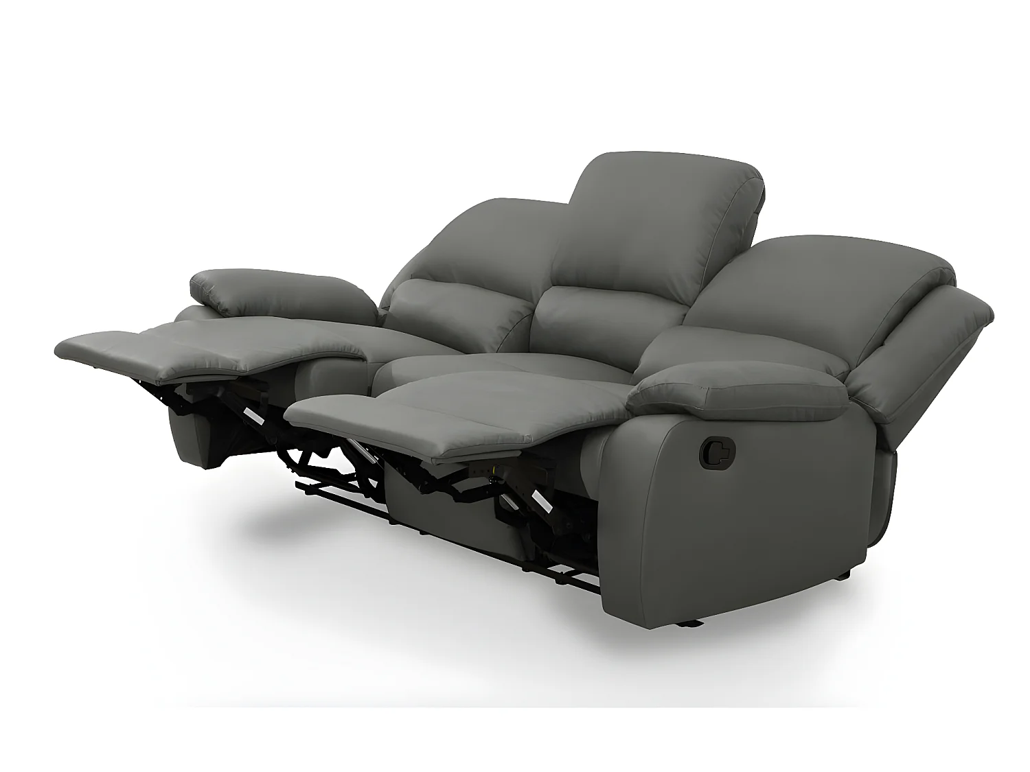 Canapé Relaxation 3 places Simili cuir Léo - Gris - L193 x 93 x 96cm - Loungitude