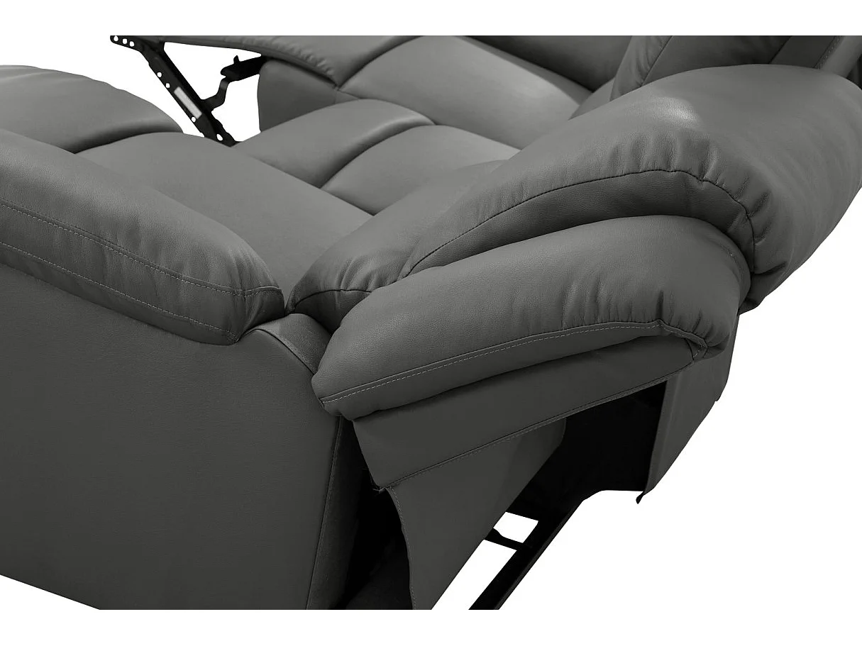 Canapé Relaxation 3 places Simili cuir Léo - Gris - L193 x 93 x 96cm - Loungitude