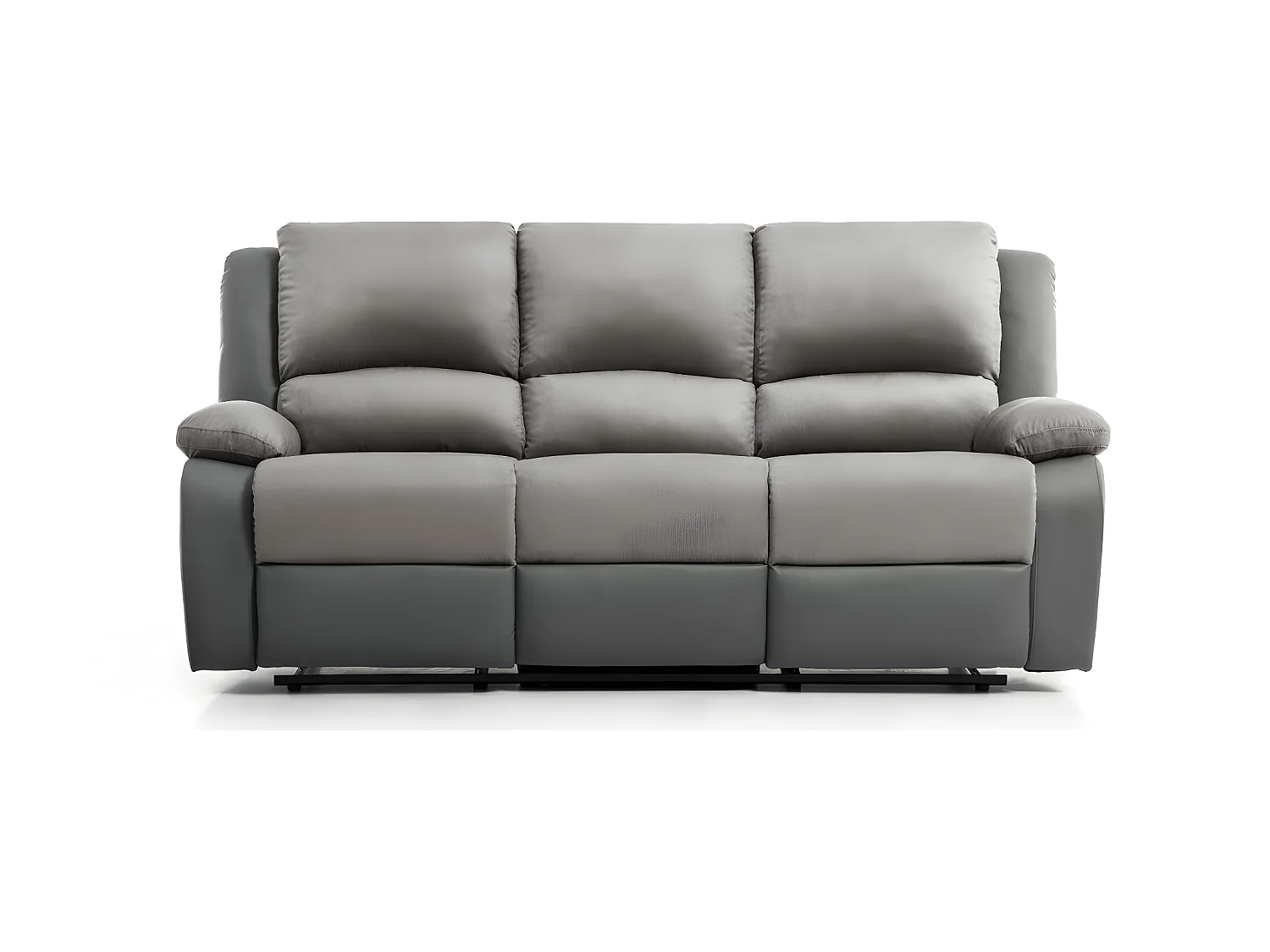 Canapé Relaxation 3 places Microfibre et Simili Léo - Gris - L193 x 93 x 96cm - Loungitude