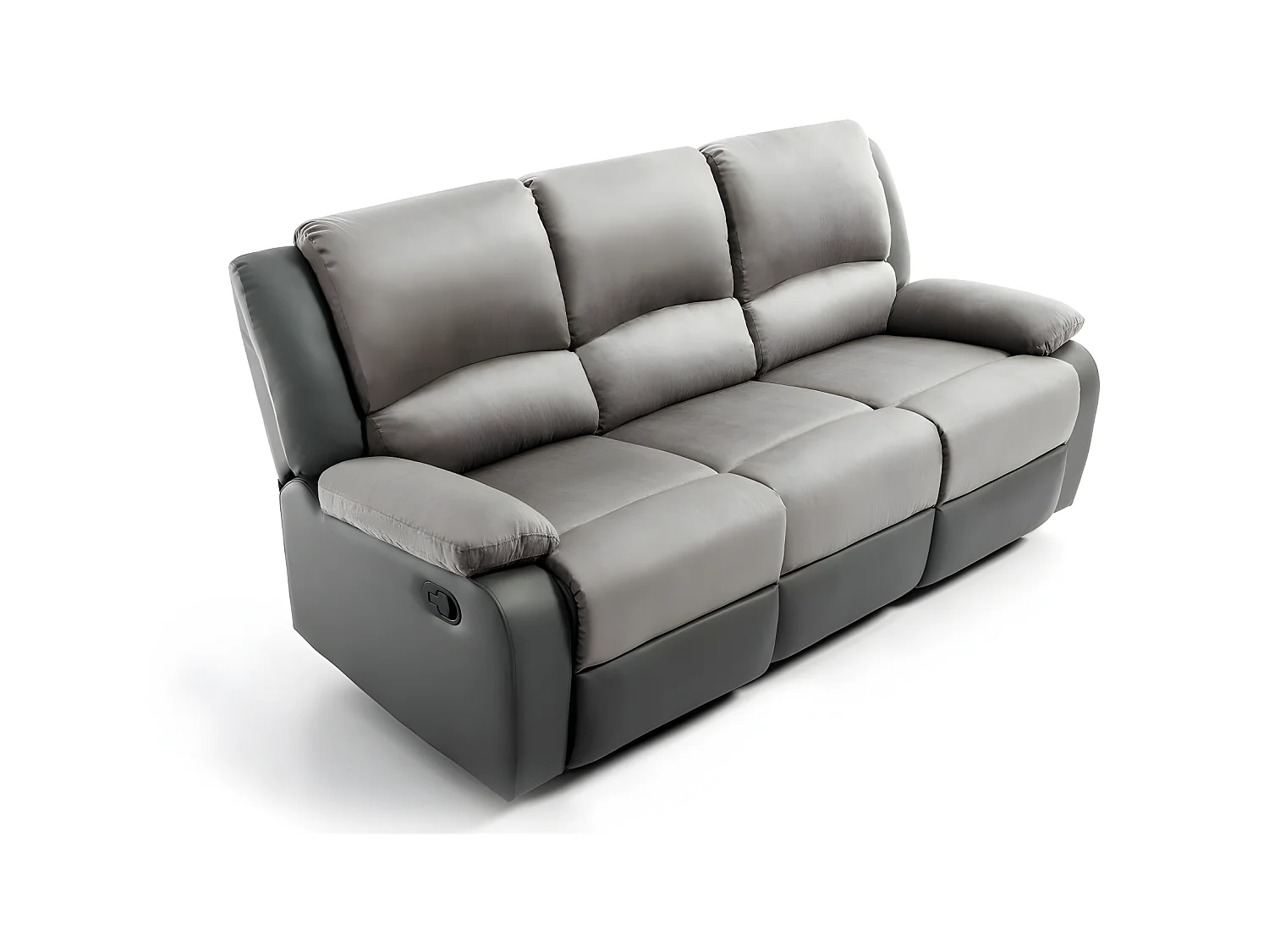 Canapé Relaxation 3 places Microfibre et Simili Léo - Gris - L193 x 93 x 96cm - Loungitude
