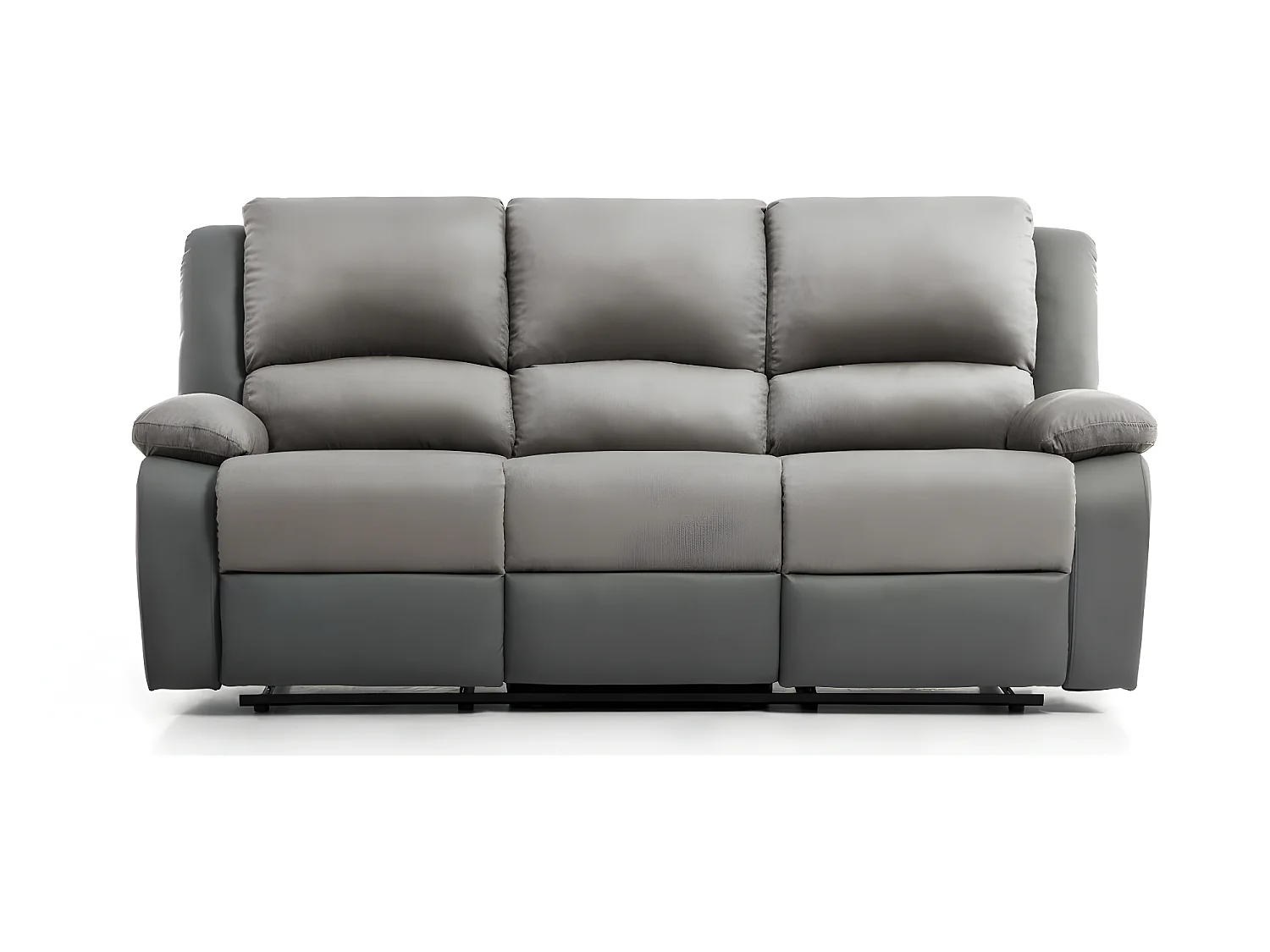 Canapé Relaxation 3 places Microfibre et Simili Léo - Gris - L193 x 93 x 96cm - Loungitude