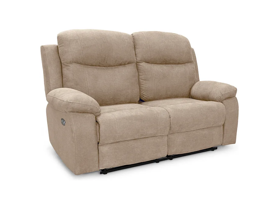 Canapé de relaxation manuel 2 places en tissu Bona - Beige - L154 x 90 x 100cm - Loungitude