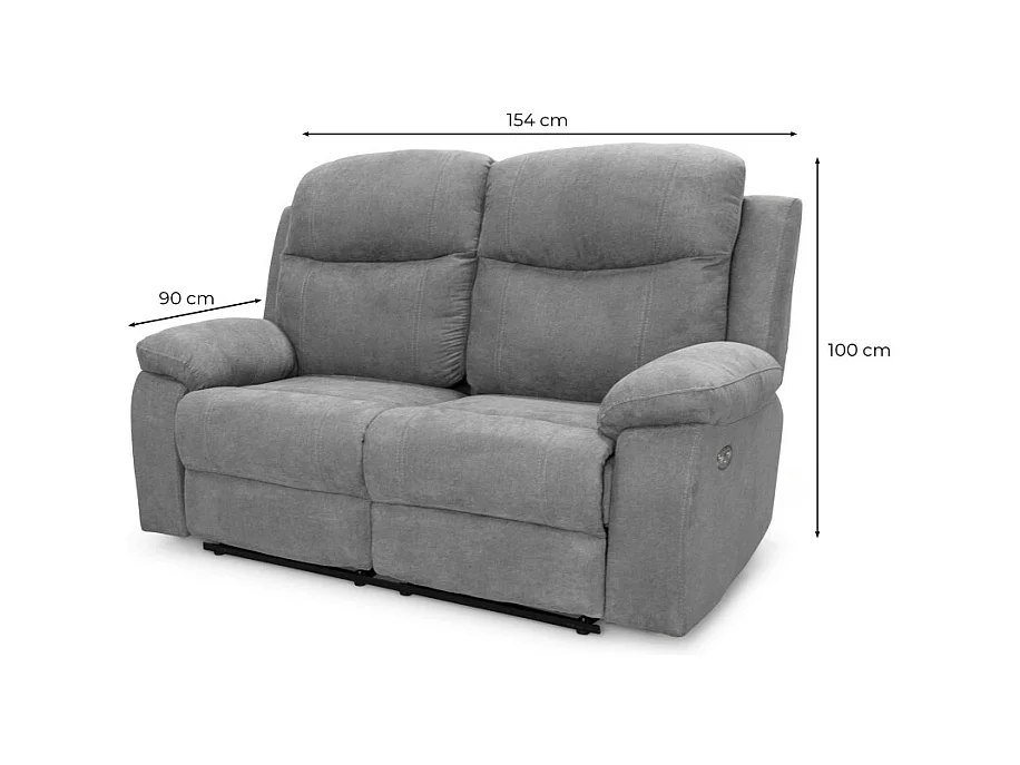 Canapé de relaxation manuel 2 places en tissu Bona - Beige - L154 x 90 x 100cm - Loungitude