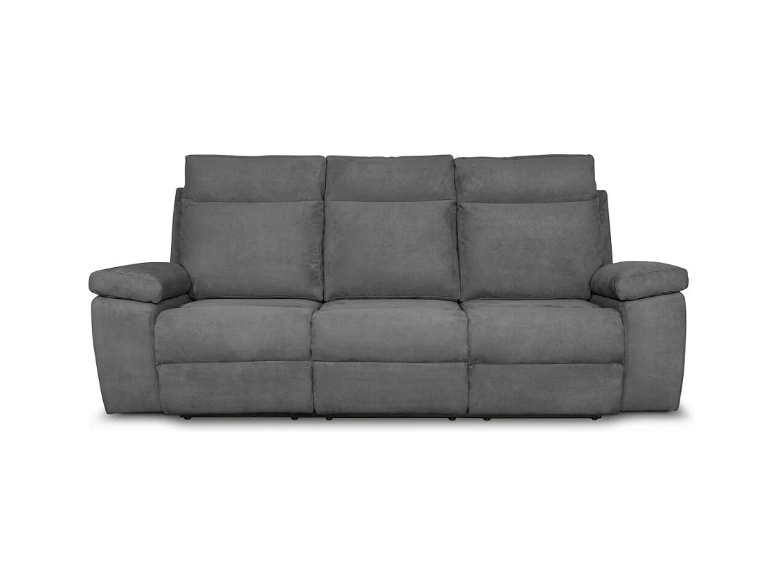 Canapé de relaxation manuel 3 places en tissu Houda - Gris clair - L235 x 93 x 105cm - Loungitude