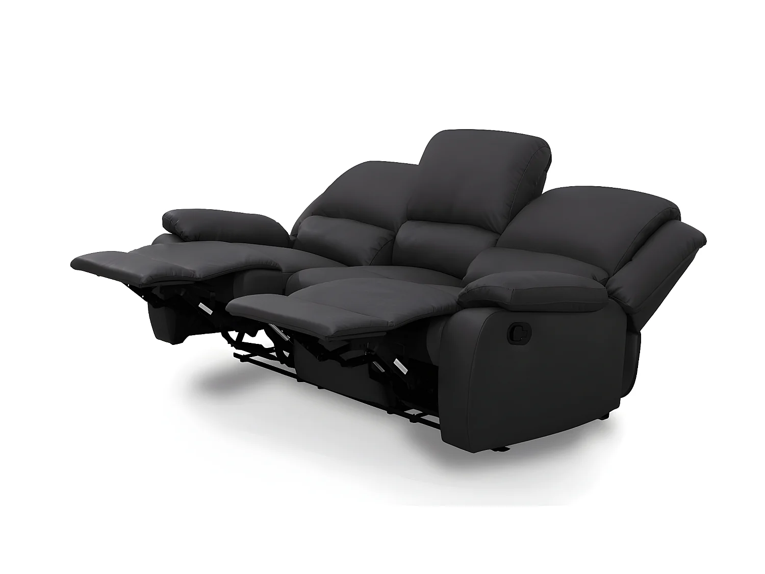 Canapé Relaxation 3 places Simili cuir Léo - Noir - L193 x 93 x 96cm - Loungitude