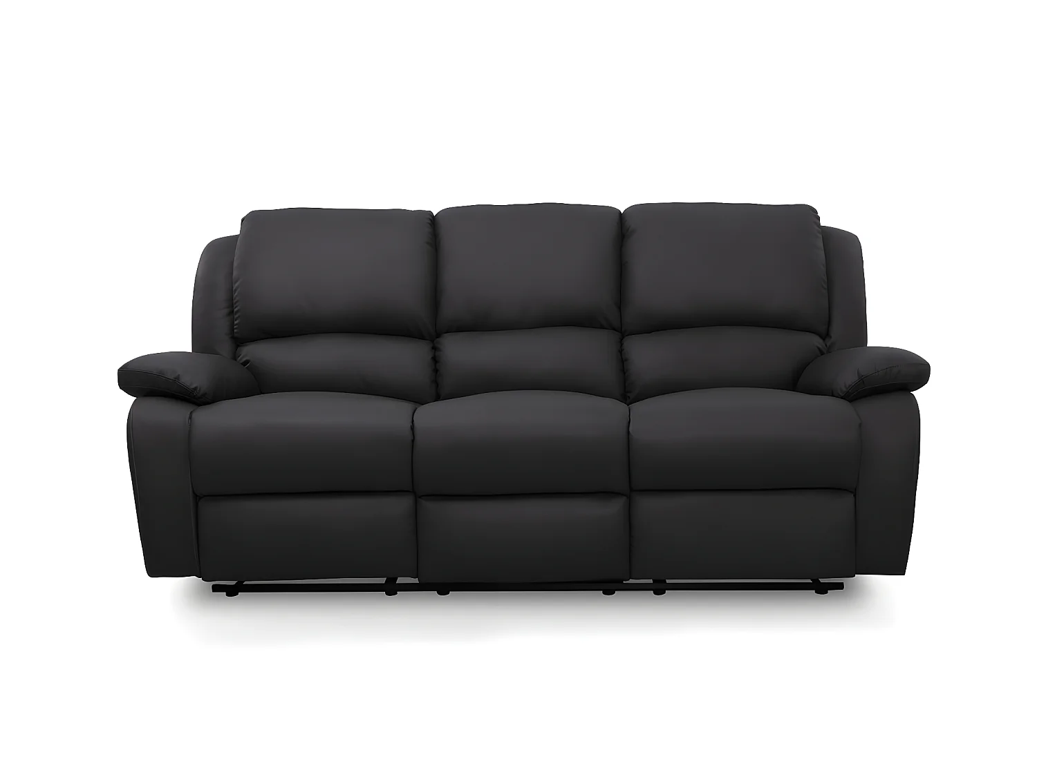 Canapé Relaxation 3 places Simili cuir Léo - Noir - L193 x 93 x 96cm - Loungitude