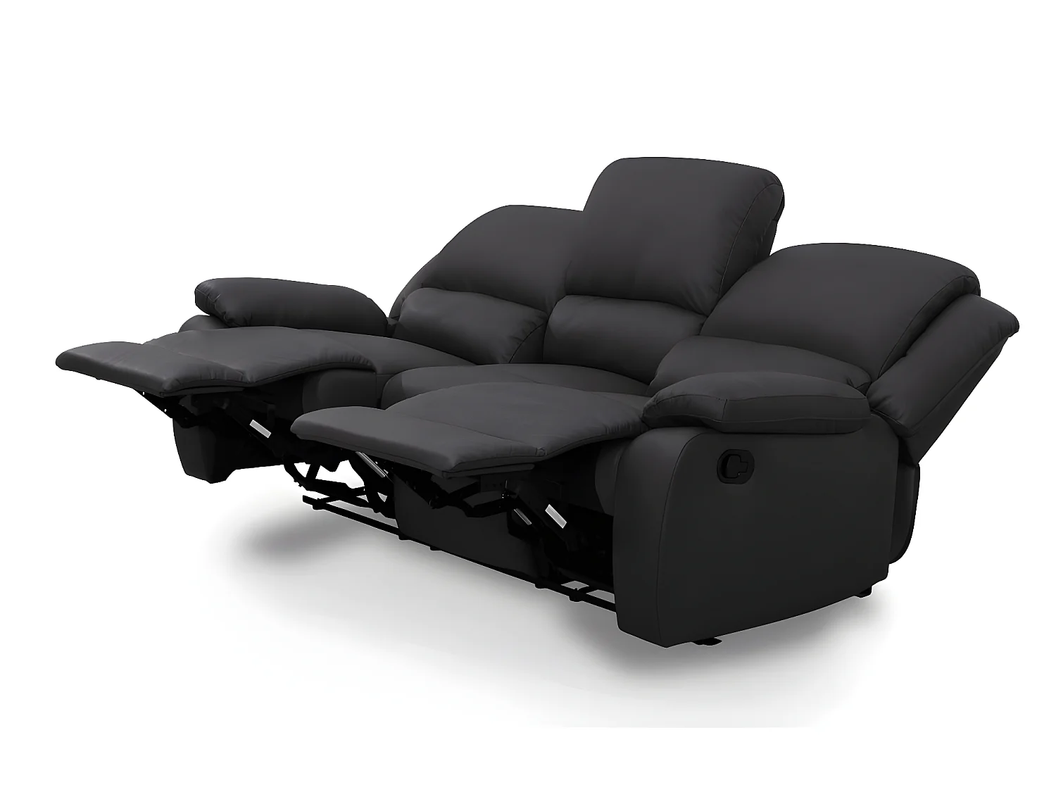 Canapé Relaxation 3 places Simili cuir Léo - Noir - L193 x 93 x 96cm - Loungitude