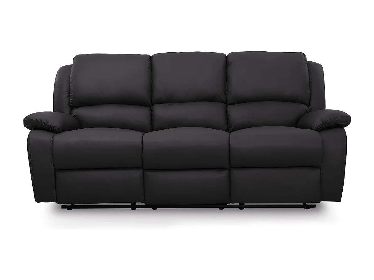 Canapé Relaxation 3 places Simili cuir Léo - Noir - L193 x 93 x 96cm - Loungitude