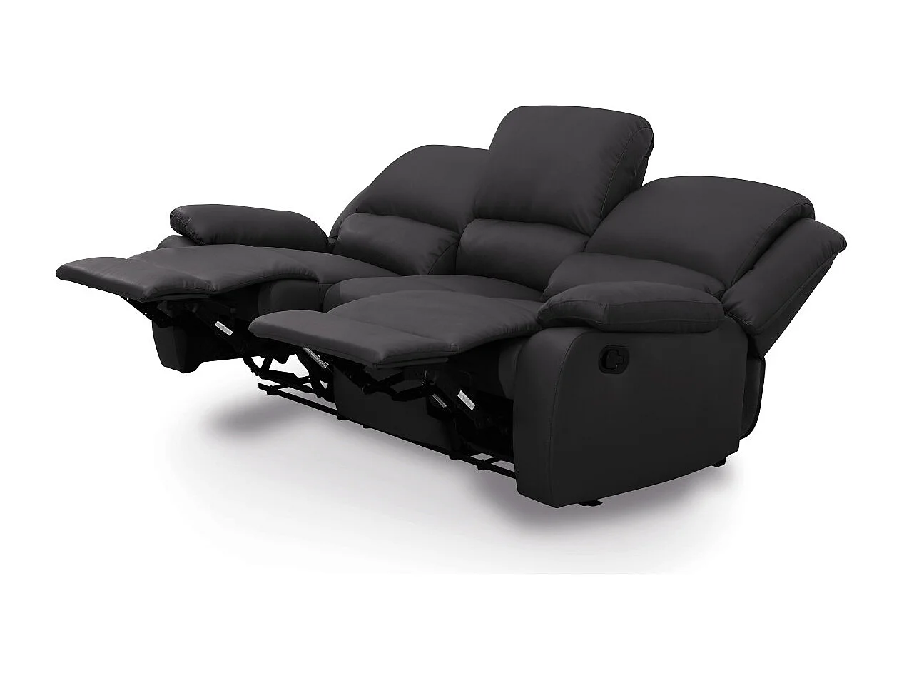 Canapé Relaxation 3 places Simili cuir Léo - Noir - L193 x 93 x 96cm - Loungitude