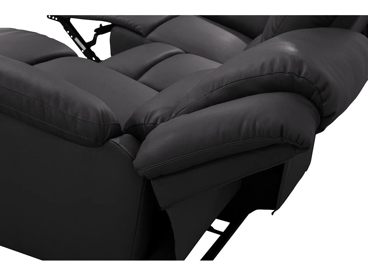 Canapé Relaxation 3 places Simili cuir Léo - Noir - L193 x 93 x 96cm - Loungitude