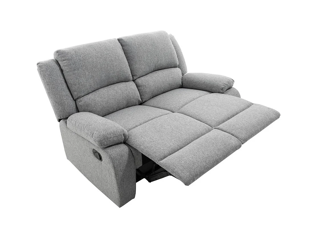 Canapé Relaxation 2 places Léo en Tissu - Gris clair - L143 x 93 x 96cm - Loungitude