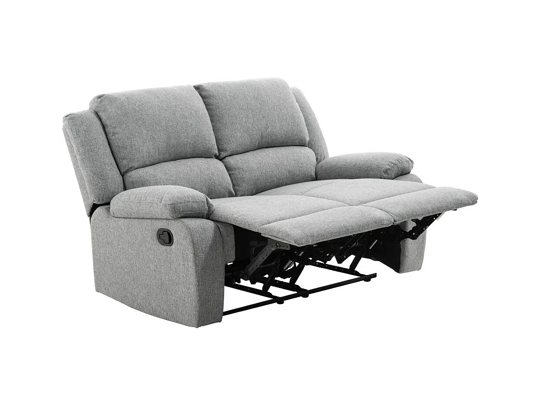 Canapé Relaxation 2 places Léo en Tissu - Gris clair - L143 x 93 x 96cm - Loungitude