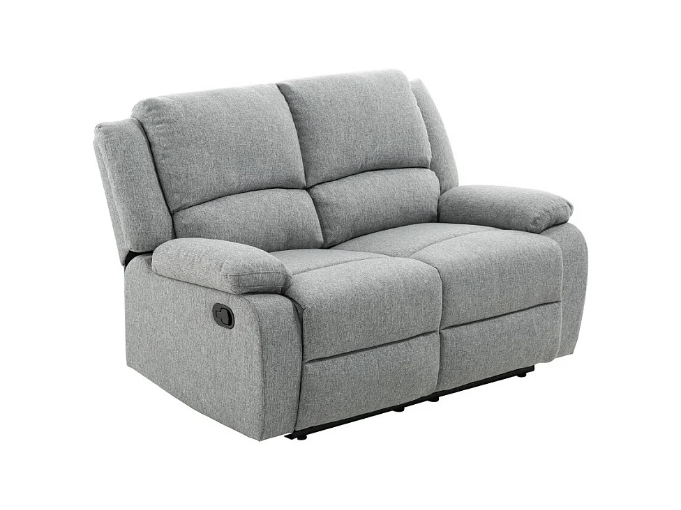 Canapé Relaxation 2 places Léo en Tissu - Gris clair - L143 x 93 x 96cm - Loungitude