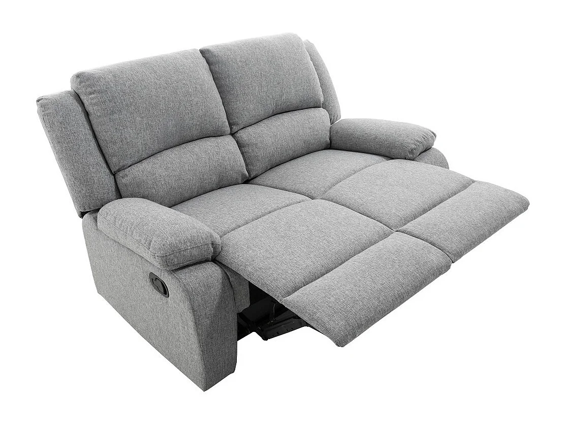 Canapé Relaxation 2 places Léo en Tissu - Gris clair - L143 x 93 x 96cm - Loungitude