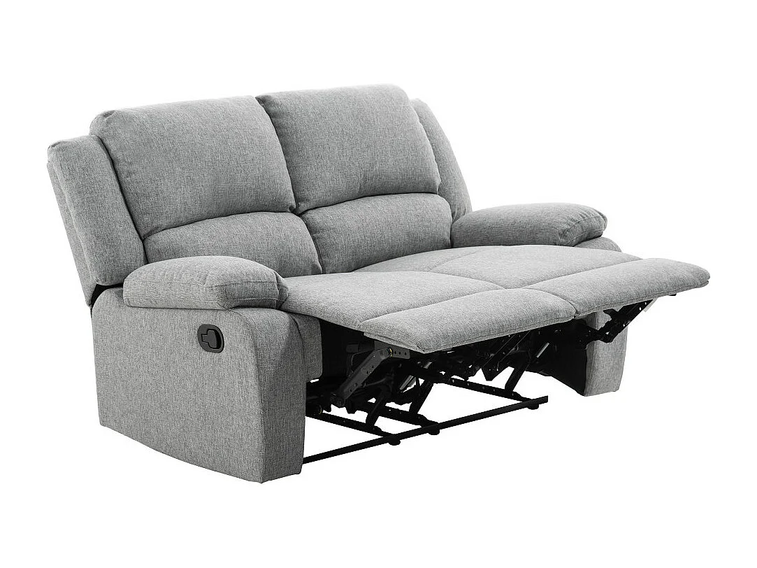 Canapé Relaxation 2 places Léo en Tissu - Gris clair - L143 x 93 x 96cm - Loungitude