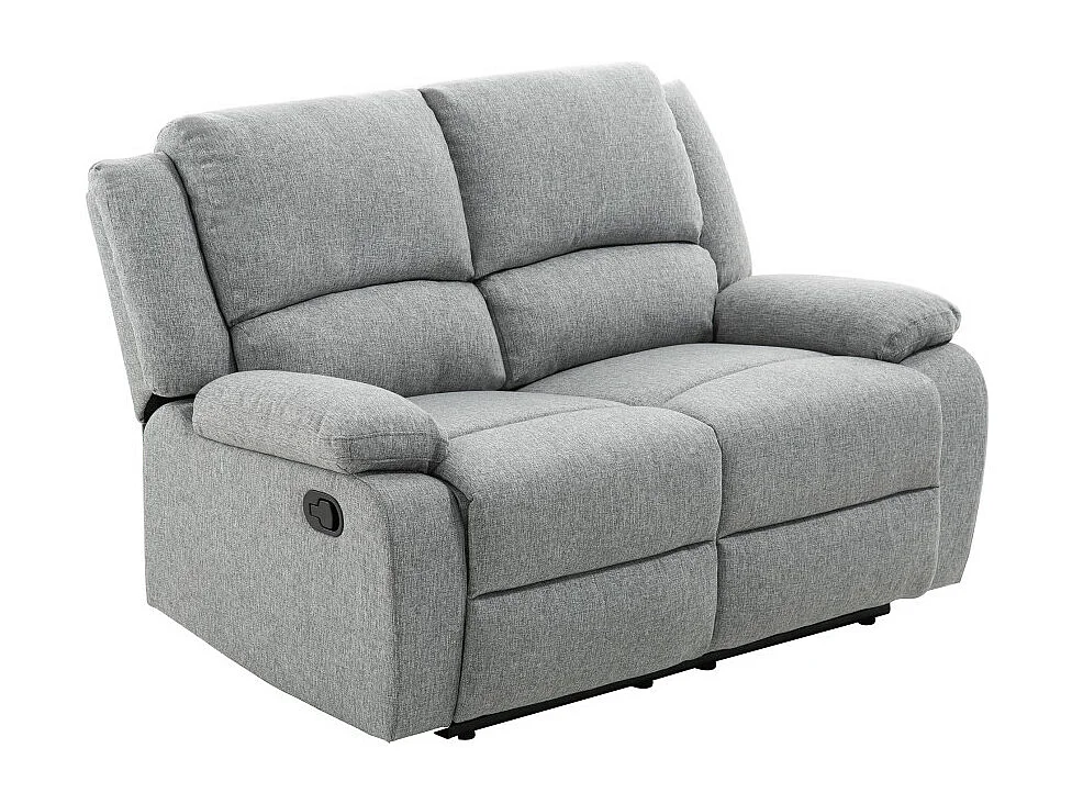 Canapé Relaxation 2 places Léo en Tissu - Gris clair - L143 x 93 x 96cm - Loungitude