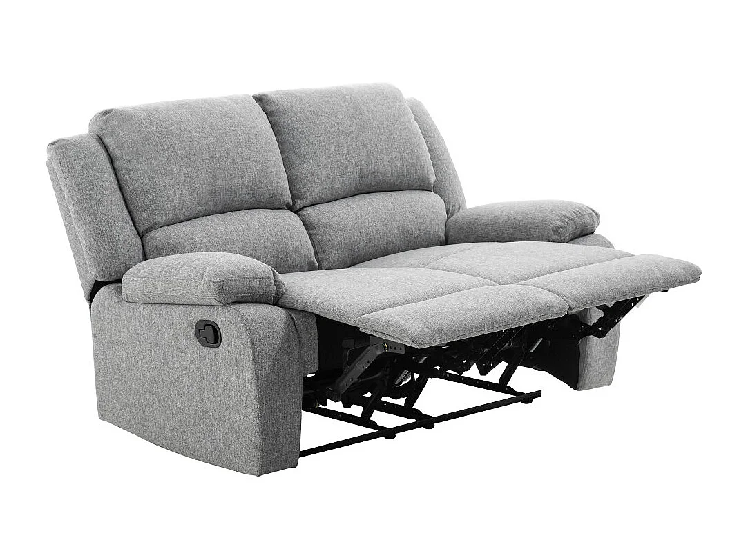 Canapé Relaxation 2 places Léo en Tissu - Gris clair - L143 x 93 x 96cm - Loungitude