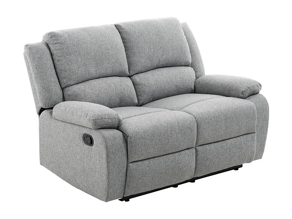 Canapé Relaxation 2 places Léo en Tissu - Gris clair - L143 x 93 x 96cm - Loungitude