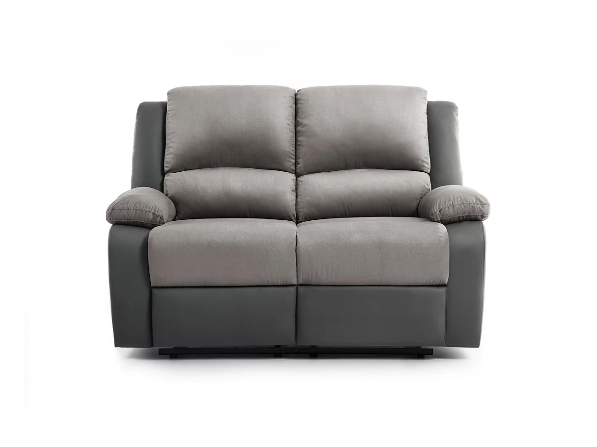 Canapé Relaxation 2 places Microfibre et Simili Léo - Gris - L143 x 93 x 96cm - Loungitude