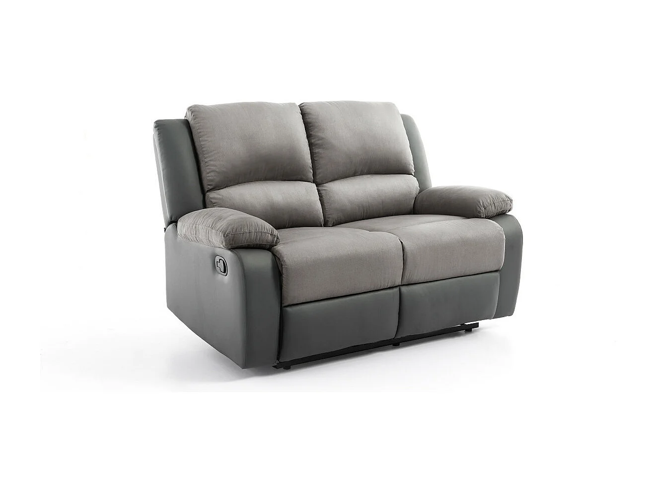Canapé Relaxation 2 places Microfibre et Simili Léo - Gris - L143 x 93 x 96cm - Loungitude