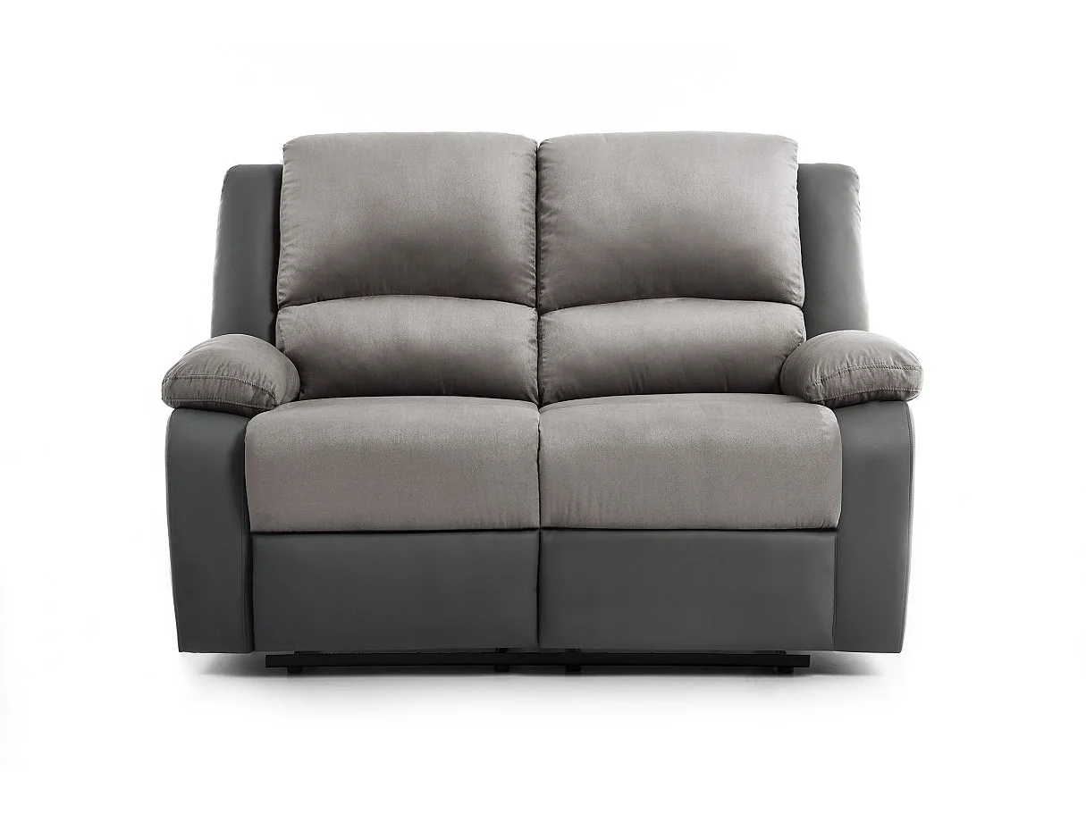 Canapé Relaxation 2 places Microfibre et Simili Léo - Gris - L143 x 93 x 96cm - Loungitude