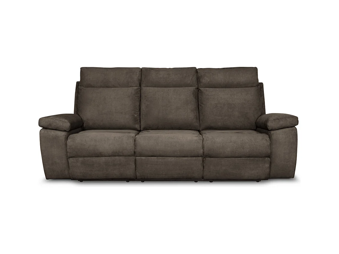 Canapé de relaxation manuel 3 places en tissu Houda - Taupe - L235 x 93 x 105cm - Loungitude