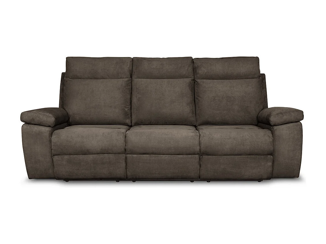 Canapé de relaxation manuel 3 places en tissu Houda - Taupe - L235 x 93 x 105cm - Loungitude